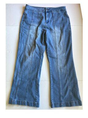 Women's One 5 One Center Seam Wide Leg Jeans Light-Mid Wash Faded 18W Stretch